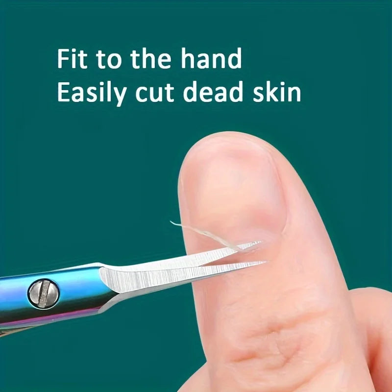 Stainless Steel Manicure Scissors for Nail Care Handle Cuticle Nipper Dead Skin Removal Scissors Beauty Tool