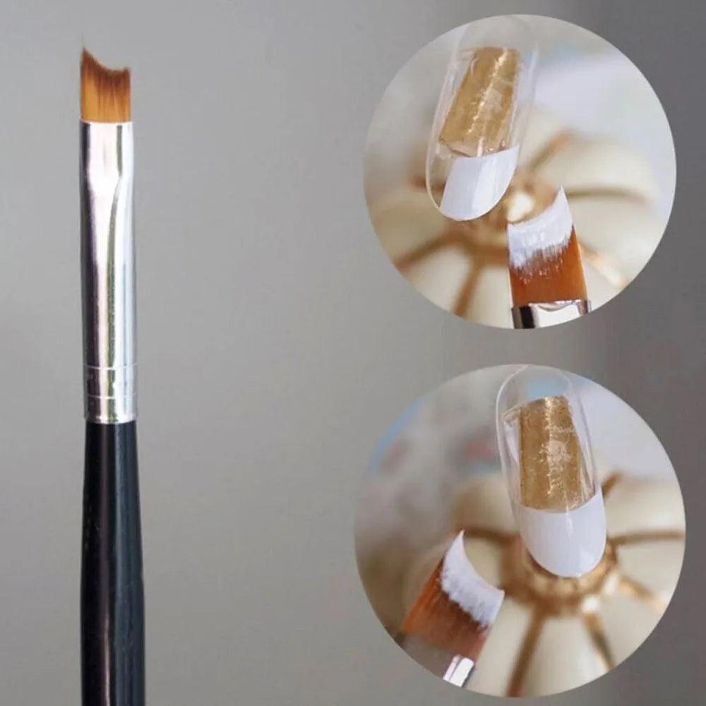 French Manicure Brush Black Oblique French Tips Smile Nail Brushes Handle Nail Polish Brushes Acrylic Nail Draw Painting Pen