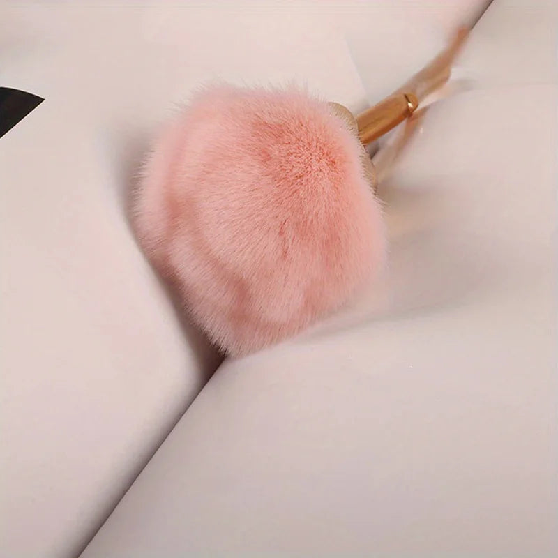 Rose-shaped Manicure With Nail Brush Art Brush Nail Accessories Tool Popular Round Makeup Polishing Dust Removal Brush