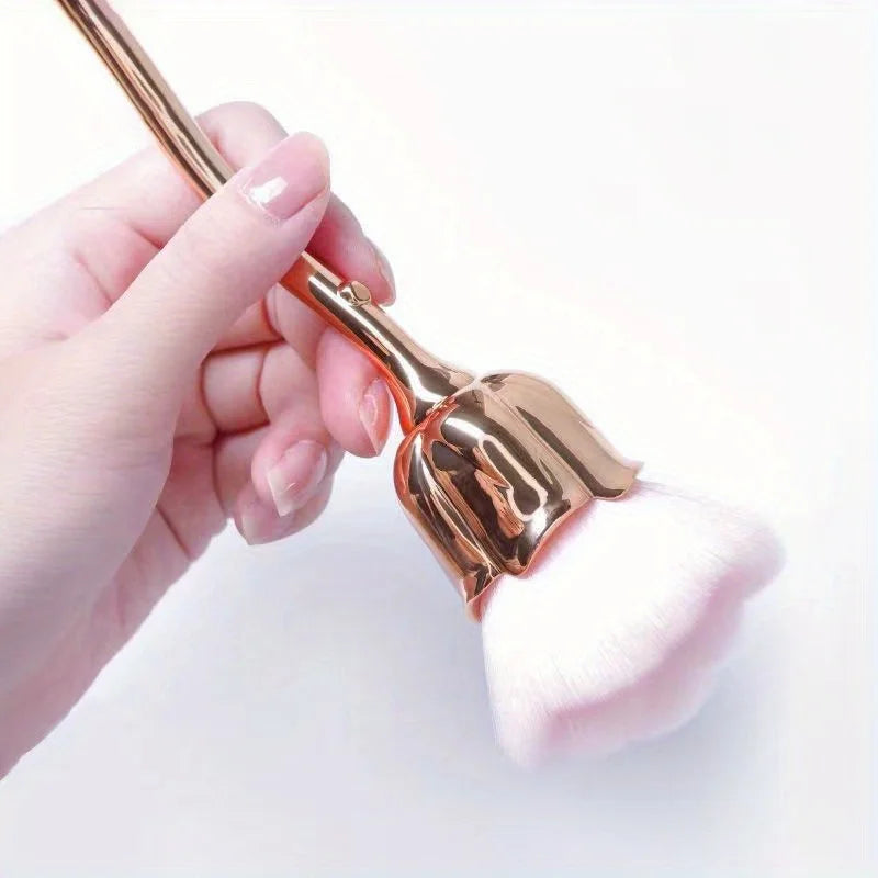 Rose-shaped Manicure With Nail Brush Art Brush Nail Accessories Tool Popular Round Makeup Polishing Dust Removal Brush