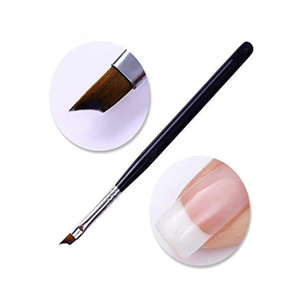 French Manicure Brush Black Oblique French Tips Smile Nail Brushes Handle Nail Polish Brushes Acrylic Nail Draw Painting Pen