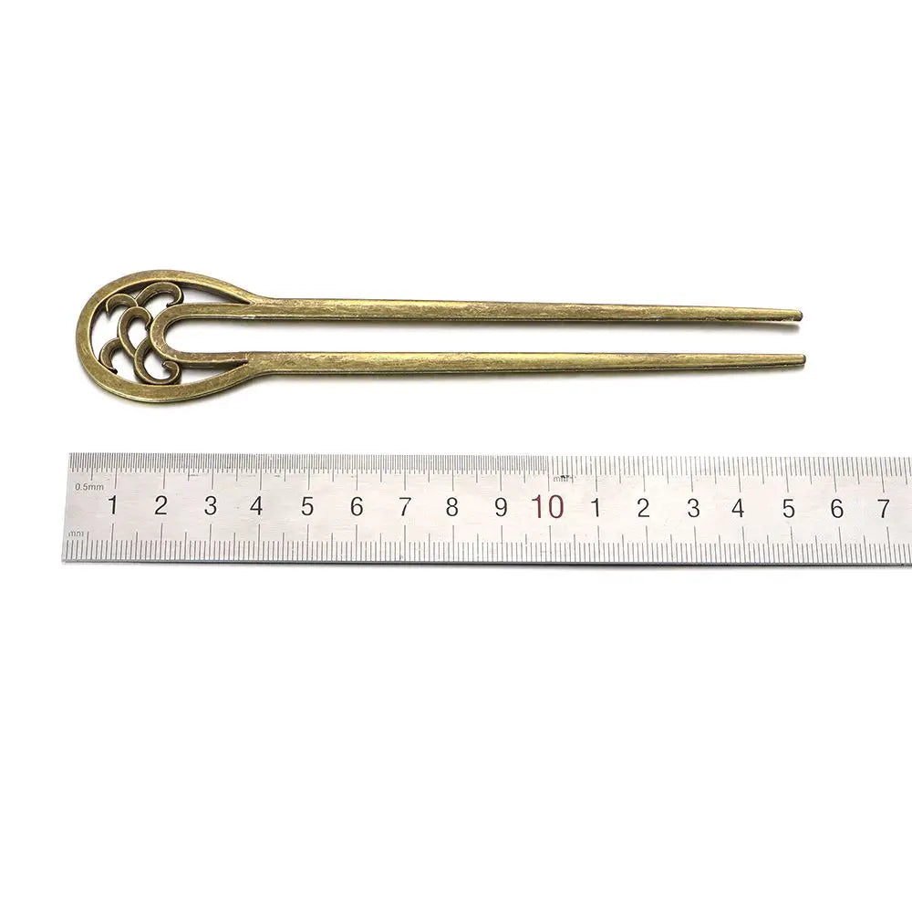 Fashion Alloy Hair Care Styling Tools Metal Hair Stick Hairpin  Double wavy flower U-shaped hairpin