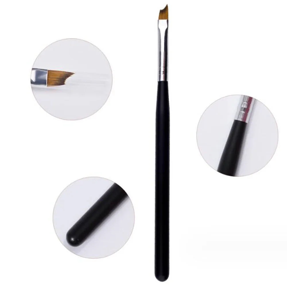 French Manicure Brush Black Oblique French Tips Smile Nail Brushes Handle Nail Polish Brushes Acrylic Nail Draw Painting Pen
