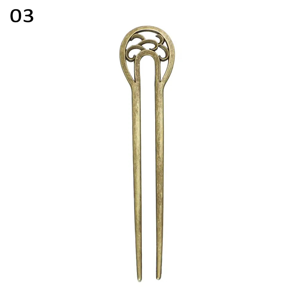 Fashion Alloy Hair Care Styling Tools Metal Hair Stick Hairpin  Double wavy flower U-shaped hairpin