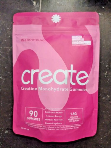 Create Creatine Monohydrate Gummies, 1.5g per Gummy Watermelon, 90ct, Non-GMO