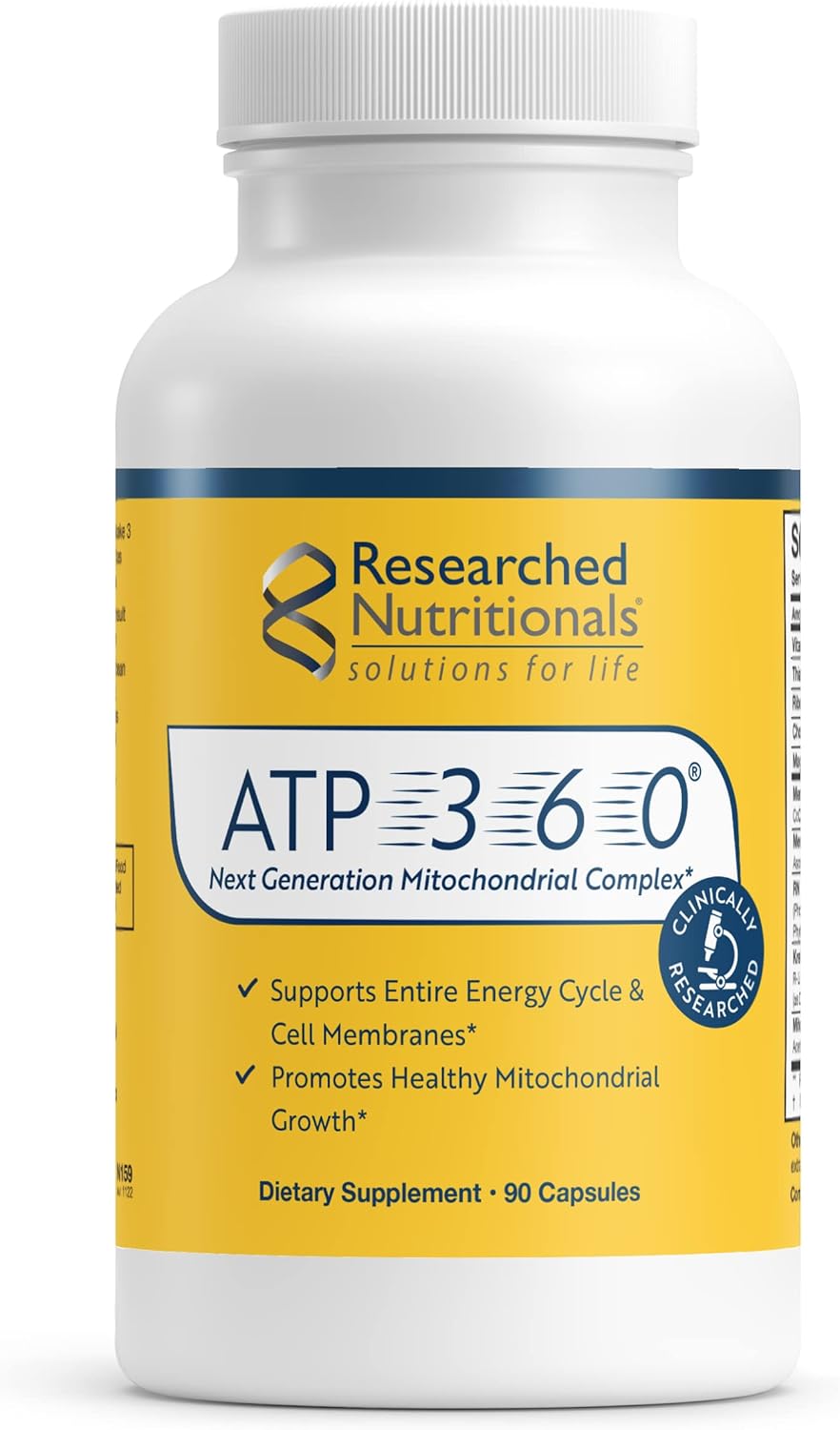 Researched Nutritionals ATP 360 - Mitochondrial Supplements to Support Entire Energy Cycle & Cell Membranes 90 CAPS