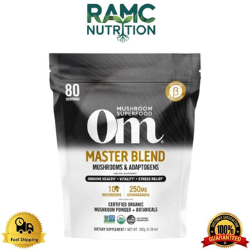 Om Mushroom Superfood Master Blend - Certified Organic Mushroom 6.34oz 180g