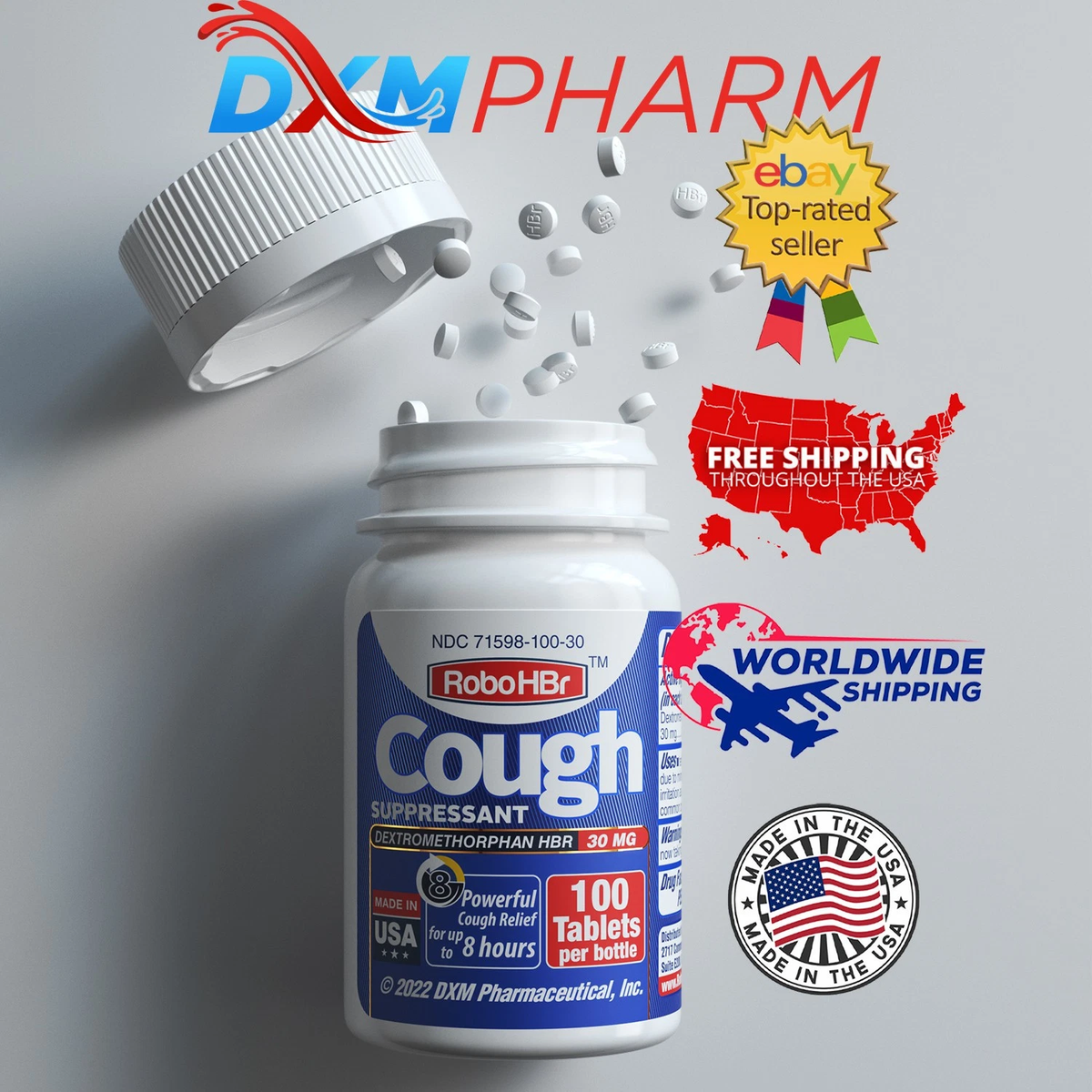Cough Suppressant 100 Tablets 30mg Dextromethorphan HBr