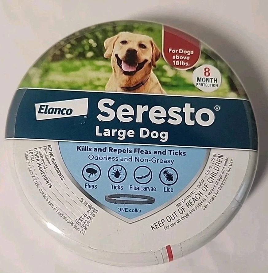 Seresto by Elanco Large Dog Flea & Tick Treatment 8mth Prevention Collar 18 Lbs+