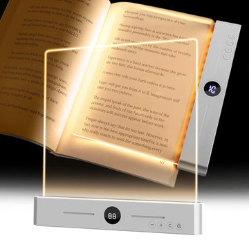 Rechargeable LED Book Reading Light with Timer Display, Acrylic Lamp, 3 Color Temperature Modes, Adjustable Brightness, 