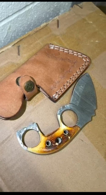 handmade damascus steel mini cleaver knife
