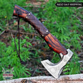 Handmade Viking-style Axe, Engraved Carbon steel , wrapped Leather