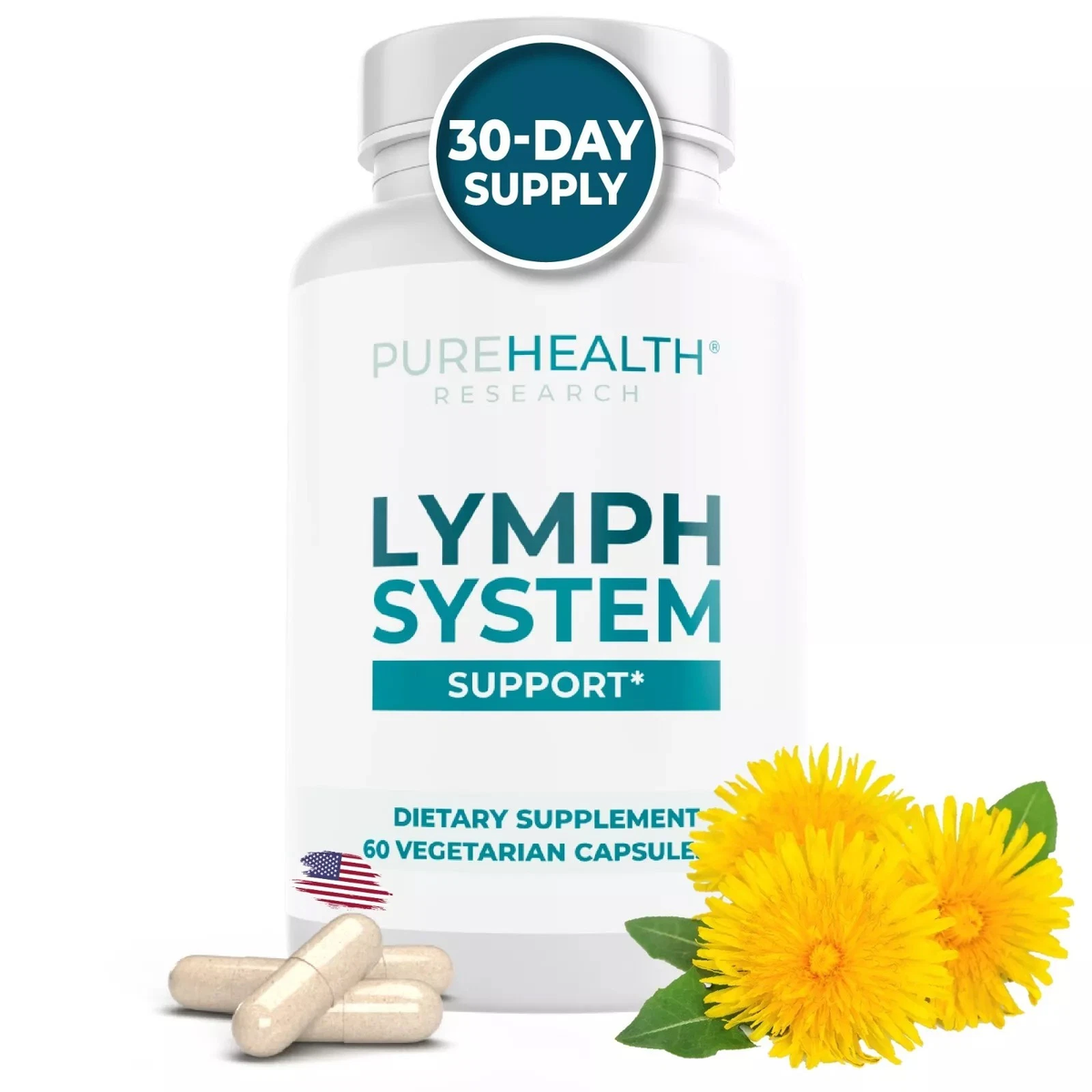 PureHealth Research Lymph System Capsules - Reduces swelling, lymphatic support 60 capsules