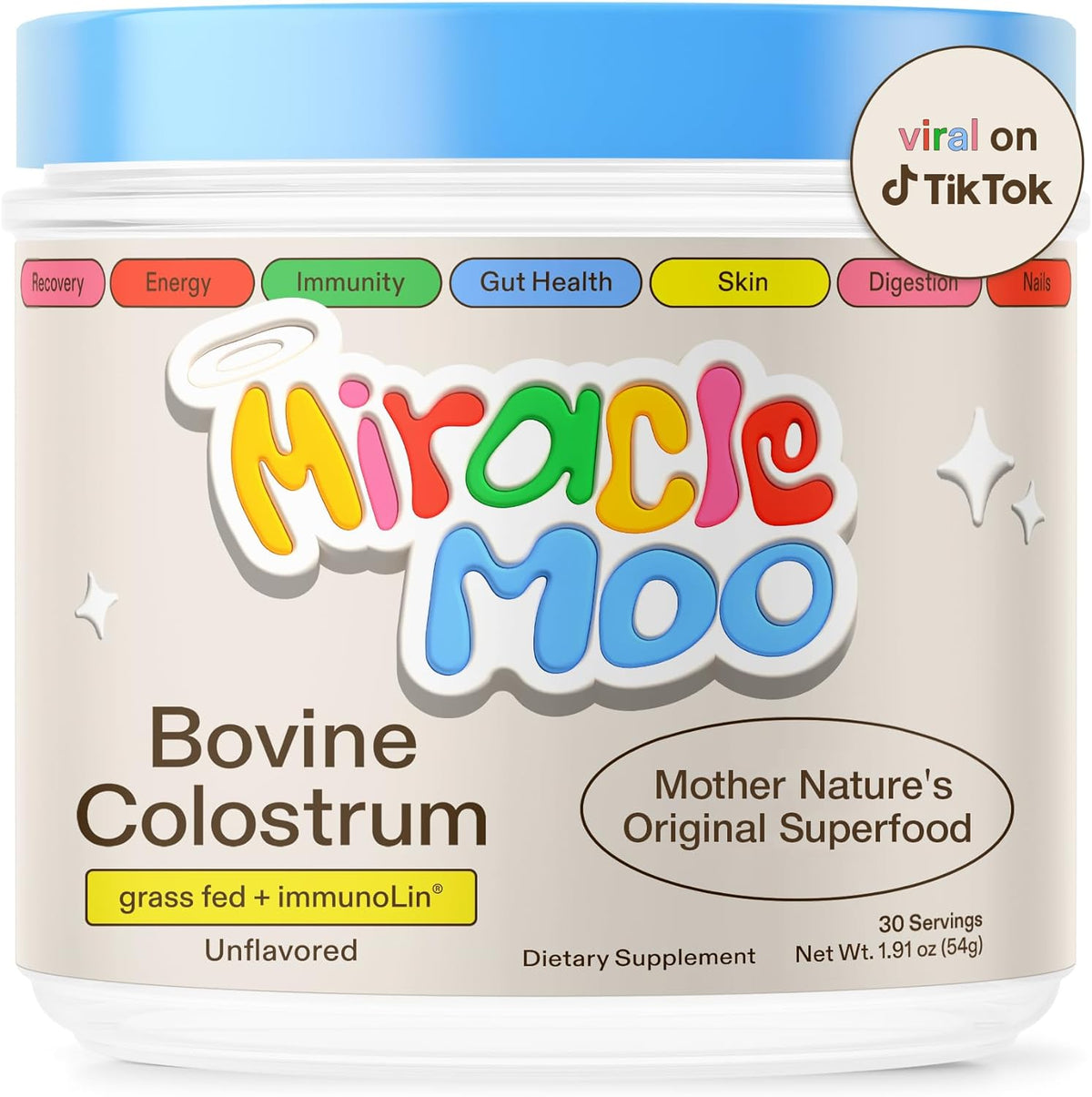Colostrum Supplement for Gut Health Hair Growth Beauty and Immune Support 30 servings