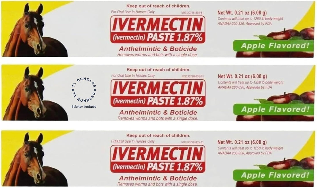 Ivermectin Paste - Horse Wormer 6.08 Grams + TL Bundles Sticker