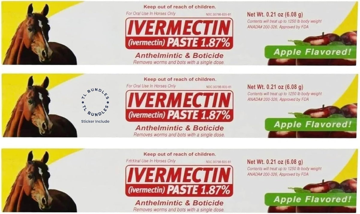 Ivermectin Paste - Horse Wormer 6.08 Grams + TL Bundles Sticker