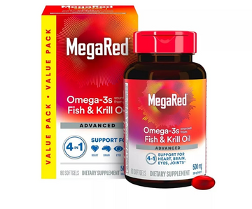 MegaRed 6X Advanced Absorption Omega 3 Fish Oil Supp. 500mg 80