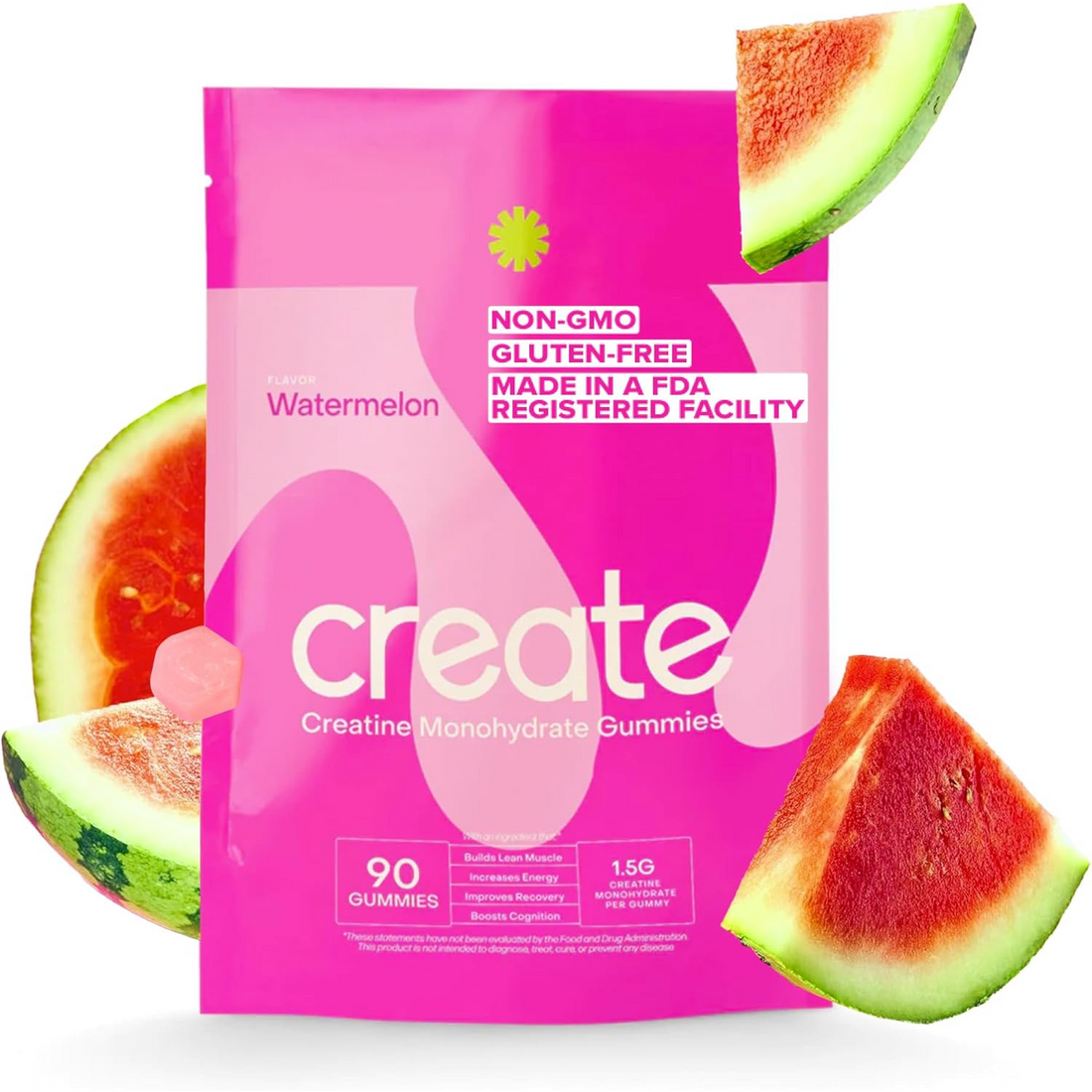 Create Creatine Monohydrate Gummies for Men & Women - 90ct Watermelon — Create